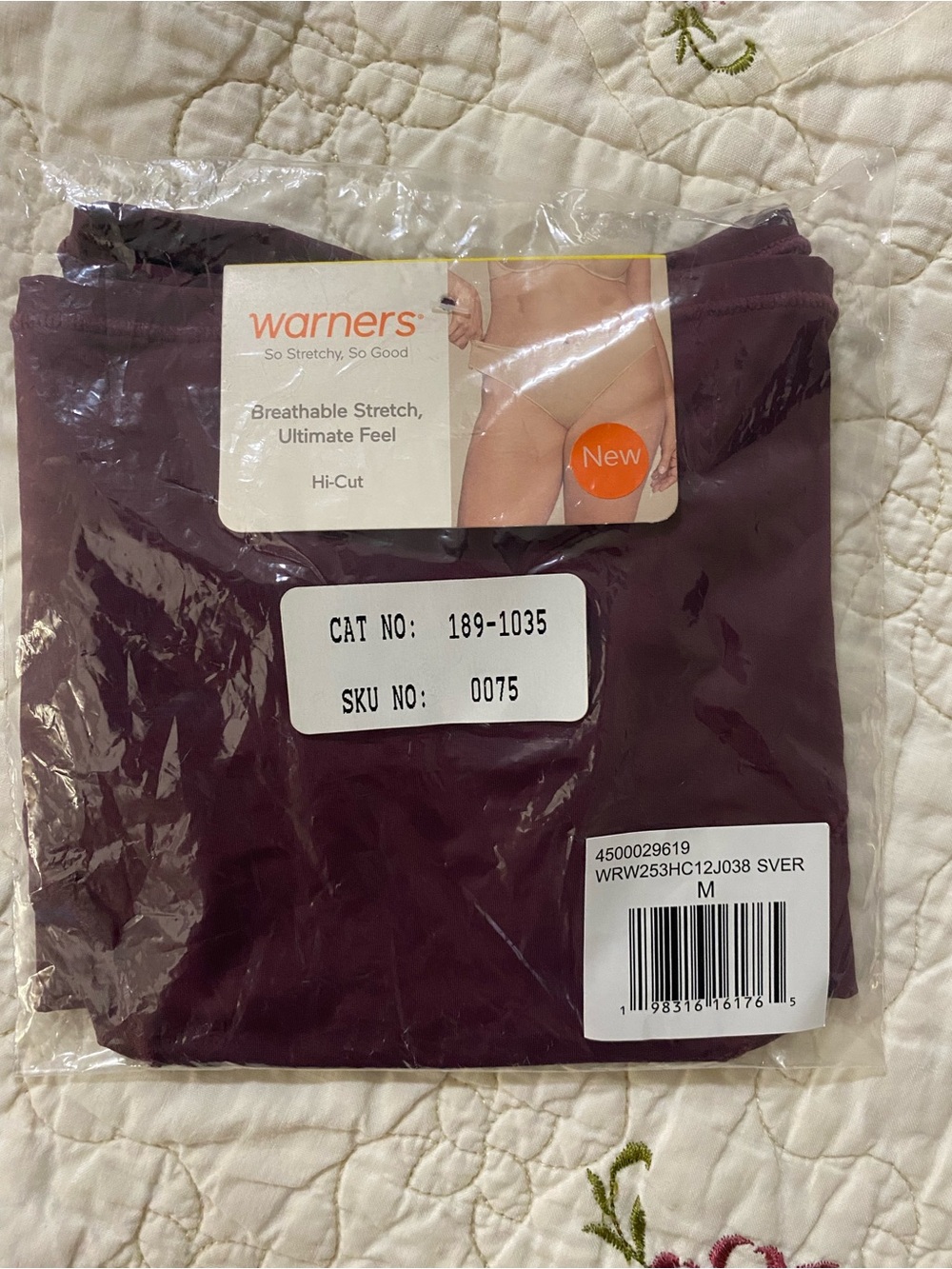 NWT Warners Hi Cut Panties M Plum